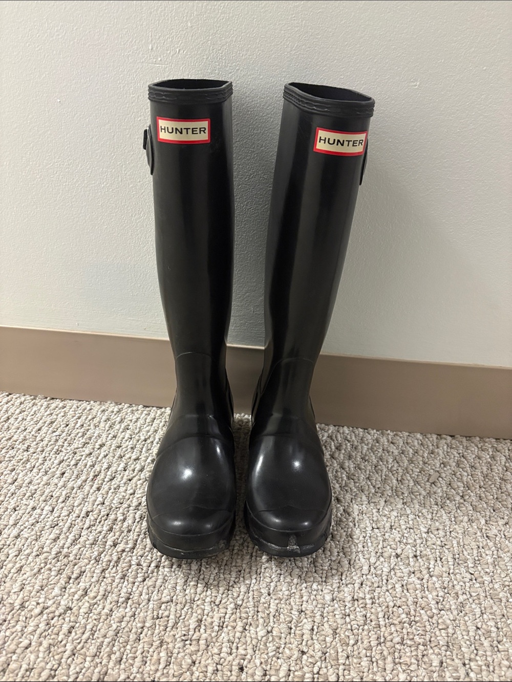 Hunter Tall Black Gloss Rubber Rain Boots